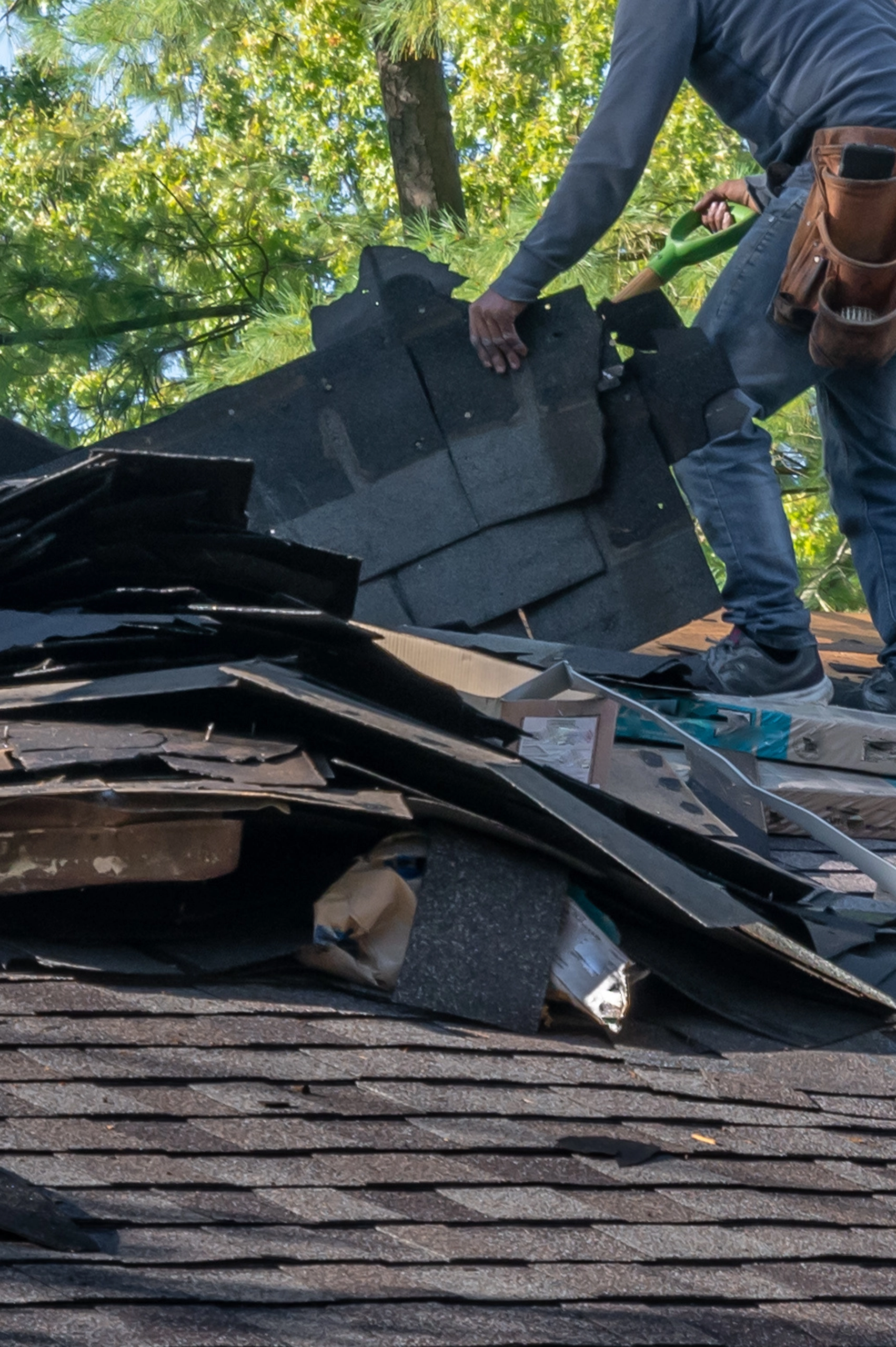 old roof being removed