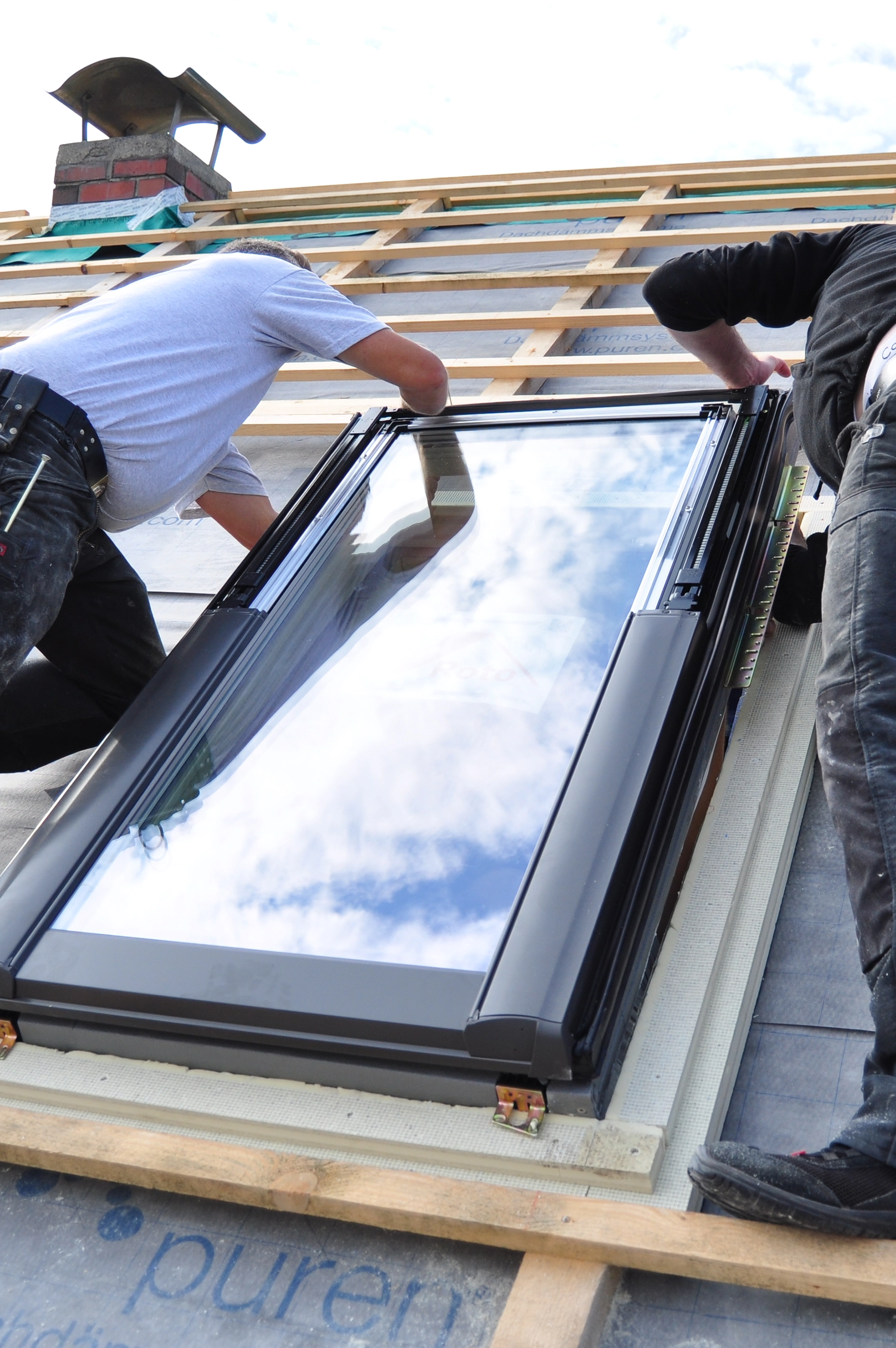 skylight being installed